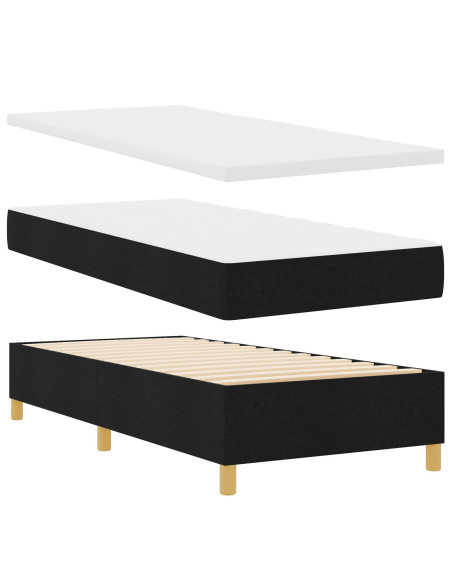 Letto Box Spring  con materasso e panchina Nero 90x200 cm Tessuto