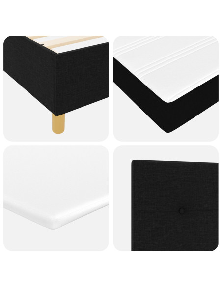 Letto Box Spring  con materasso e panchina Nero 90x200 cm Tessuto