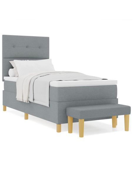 Letto a Rete con Materasso e Panchina Grigio Chiaro 90x200 cm Tessuto