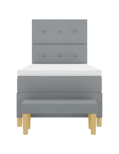 Letto a Rete con Materasso e Panchina Grigio Chiaro 90x200 cm Tessuto