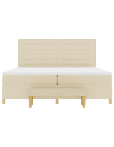 Letto a molle con materasso Crema 200 x 200 cm Tessuto
