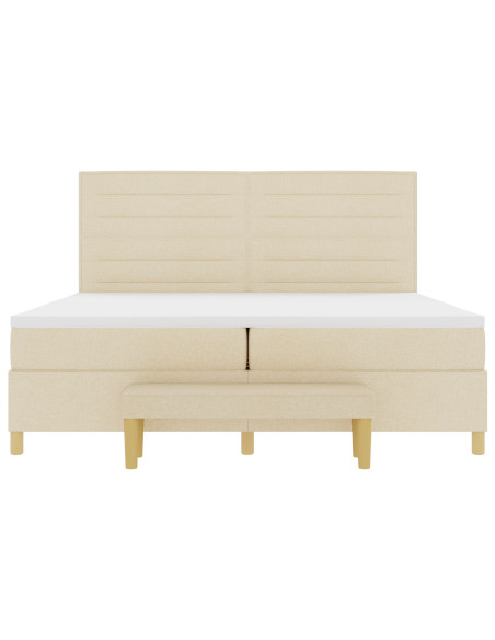Letto a contenitore  con materasso e panca Panna 200x200 cm Tessuto