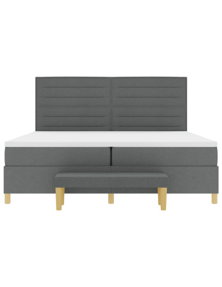Letto con Reticolo e Materasso & Panca Grigio Scuro 200x200 cm Tessuto