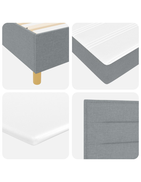 Letto a Molle  con Materasso e Panchina Grigio Chiaro 200x200 cm Tessuto