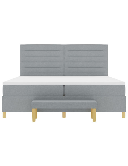 Letto a Molle  con Materasso e Panchina Grigio Chiaro 200x200 cm Tessuto