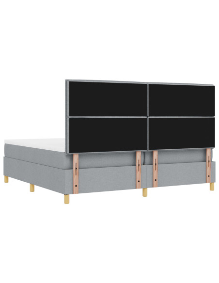 Letto a Molle  con Materasso e Panchina Grigio Chiaro 200x200 cm Tessuto