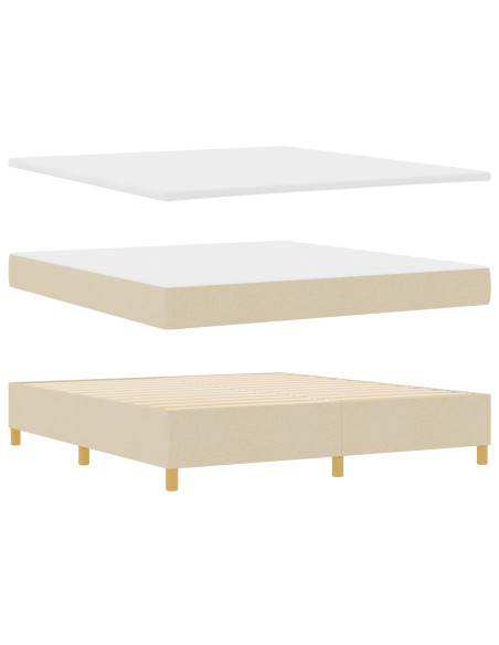 Letto Box Spring con Materasso e Panchina Crema 180x200 cm Tessuto
