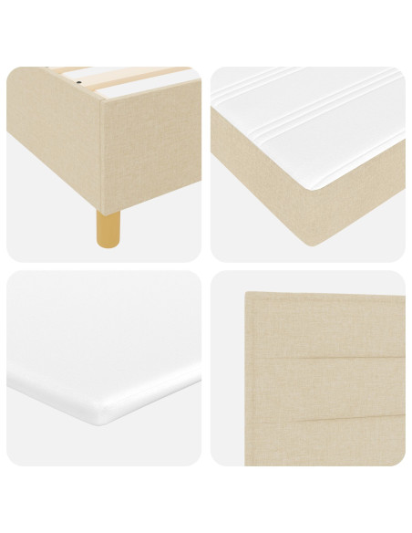 Letto Box Spring con Materasso e Panchina Crema 180x200 cm Tessuto