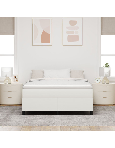 Letto Box Spring Crema 160x200 cm Tessuto a Cordura