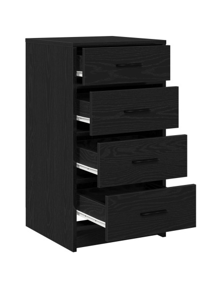 Mobiletto Nero Rovere 40x41x75 cm Legno ingegnerizzato
