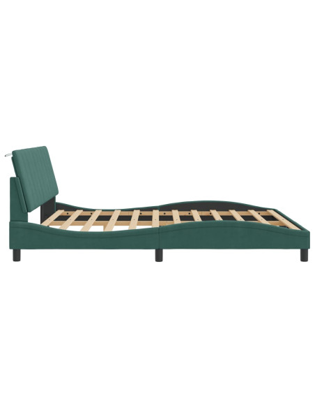 Giroletto con Luci LED Verde Scuro 180x200 cm in Velluto