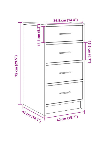 Credenza Rovere fumo 40 x 41 x 75 cm Legno multistrato