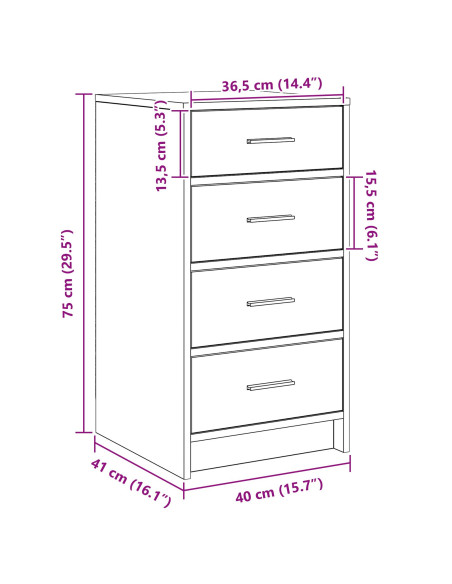 Sideboard  Grigio Sonoma 40x41x75 cm Legno ingegnerizzato