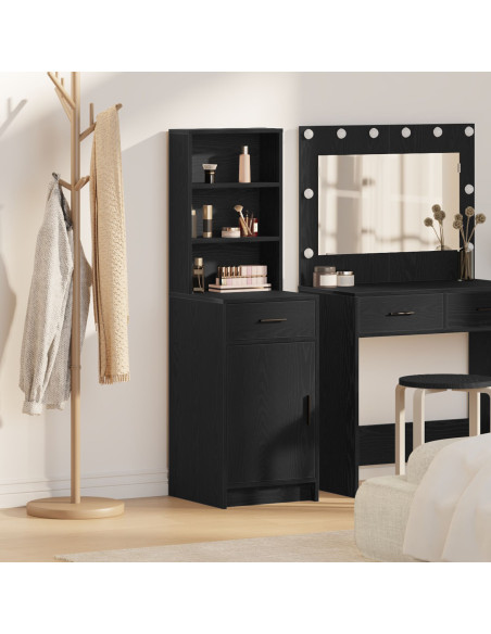 Mobile Alto Nero Rovere 40x41x135 cm in Legno Ingegnerizzato