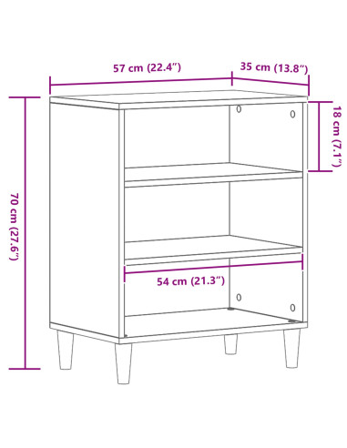 Credenza Rovere Nero 57 x 35 x 70 cm Legno multistrato