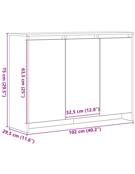 Mobile Nero Rovere 102x33x75 cm in Legno Ingenerizzato