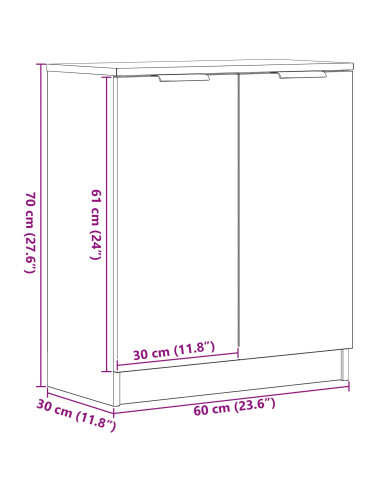 Credenza Rovere Nero 60 x 30 x 70 cm Legno multistrato