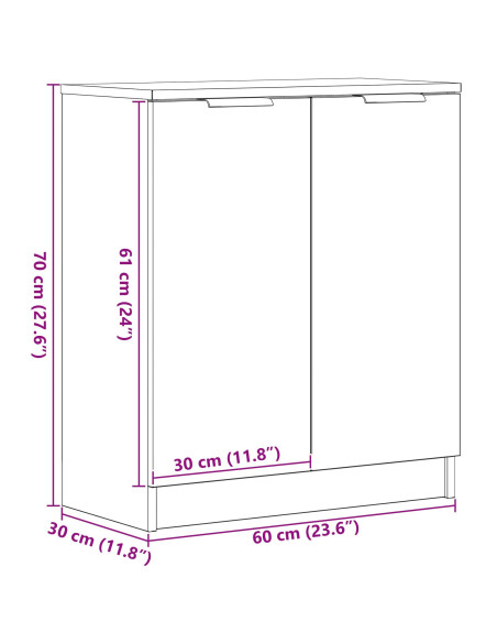 Credenza Nero Rovere 60x30x70 cm Legno ingegnerizzato