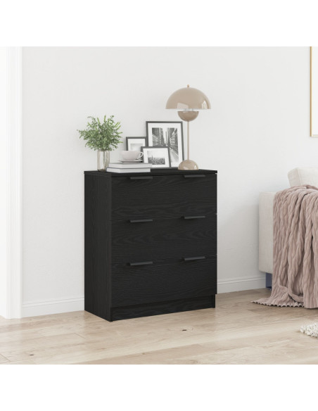 Credenza nera in rovere 60x30x70 cm in legno ingegnerizzato