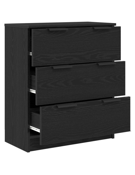Credenza nera in rovere 60x30x70 cm in legno ingegnerizzato