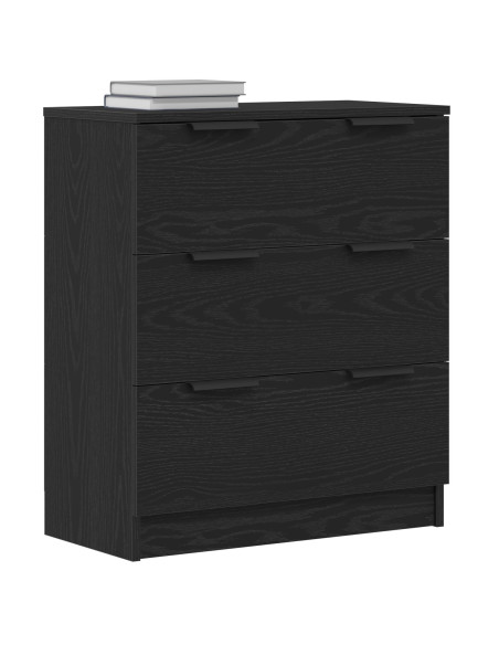 Credenza nera in rovere 60x30x70 cm in legno ingegnerizzato