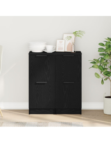 Credenza 2 pcs Rovere Nero 30 x 30 x 70 cm Legno multistrato