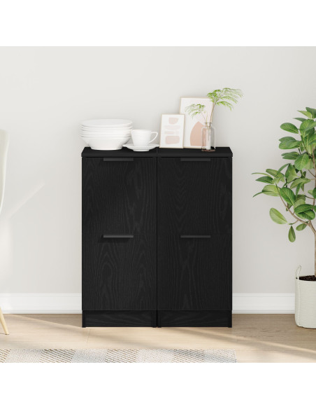 Credenza 2 pcs Rovere Nero 30 x 30 x 70 cm Legno multistrato