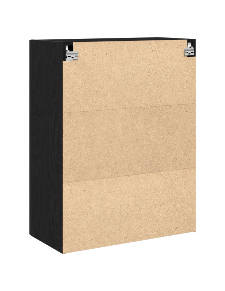 Armadio a Muro con Porte in Vetro Rovere Nero 69,5x34x90 cm