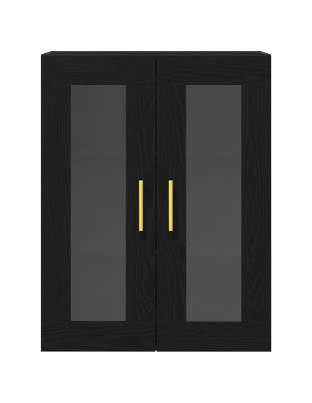 Armadio a Muro con Porte in Vetro Rovere Nero 69,5x34x90 cm