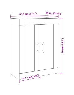 Armadietto a muro Rovere Nero 69,5 x 34 x 90 cm 2