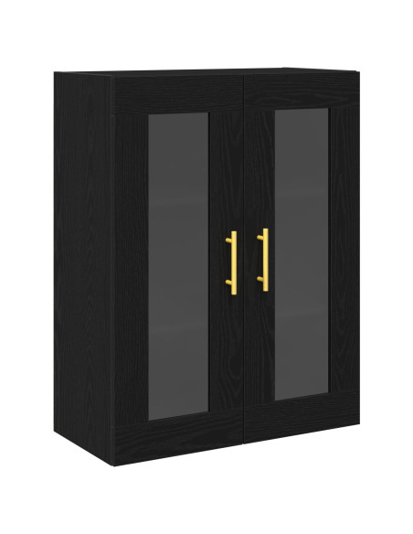 Armadio a Muro con Porte in Vetro Rovere Nero 69,5x34x90 cm