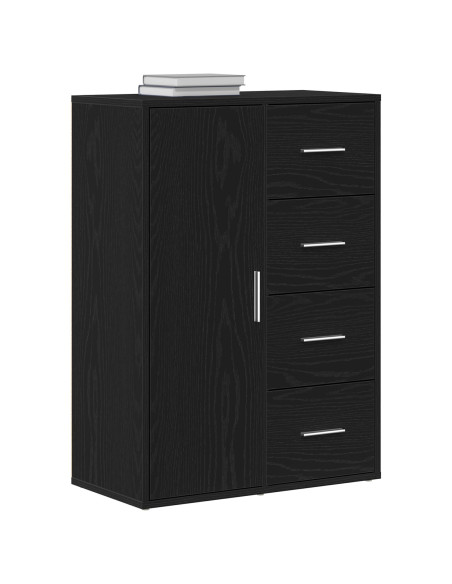 Mobile Nero Rovere 60x31x84 cm Legno ingegnerizzato