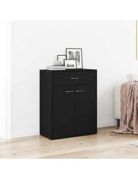 Credenza Nera in Rovere 60x30x75 cm - Legno ingegnerizzato