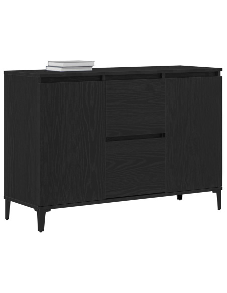 Credenza Nera in Rovere 104x35x70 cm in Legno Ingegnerizzato