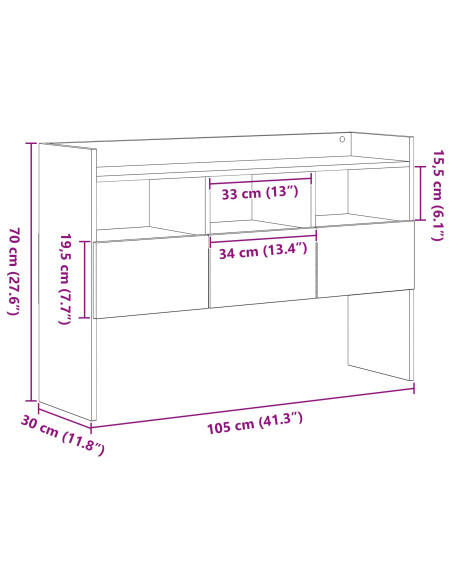 Mobile TV  Nero Rovere 105x30x70 cm in Legno Ingegnerizzato