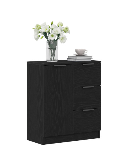 Sideboard Nero in Rovere 60x30x70 cm Realizzato in Legno Ingegnerizzato