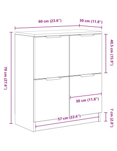 Credenza Rovere Nero 60 x 30 x 70 cm Legno multistrato 2