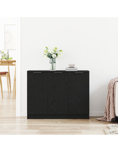 Credenza Nera in Rovere 90,5x30x70 cm in Legno Ingegnerizzato