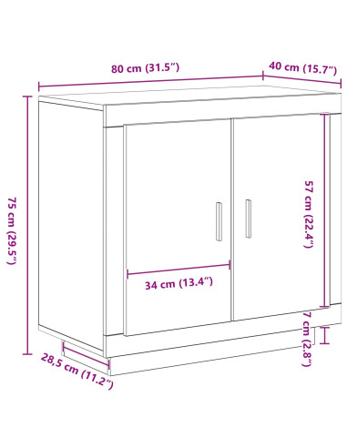 Credenza Rovere Nero 80 x 40 x 75 cm Legno multistrato