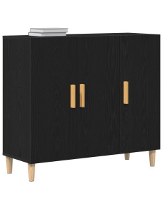 Credenza Rovere Nero 90 x 34 x 80 cm Legno multistrato 2