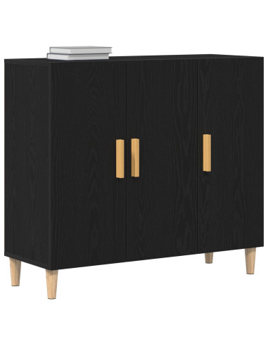 Credenza Rovere Nero 90 x 34 x 80 cm Legno multistrato