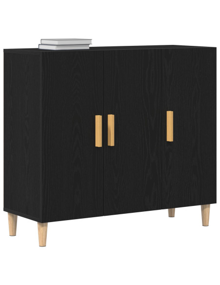Credenza Rovere Nero 90 x 34 x 80 cm Legno multistrato