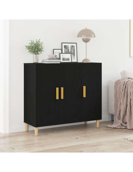 Credenza Rovere Nero 90 x 34 x 80 cm Legno multistrato