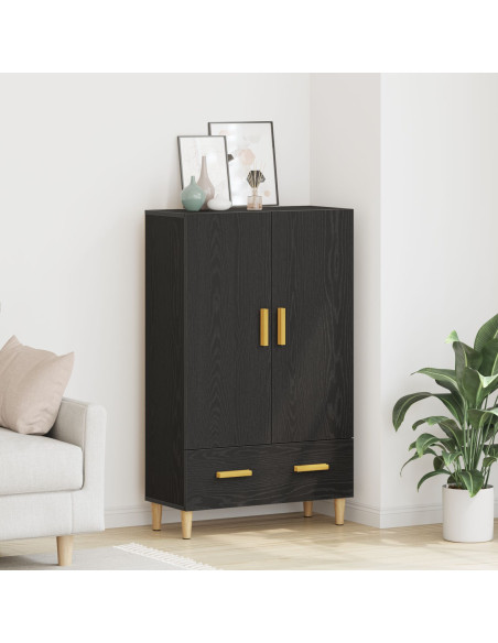 Highboard in Rovere Nero, 70x31x115 cm, Realizzato in Legno Ingegnerizzato