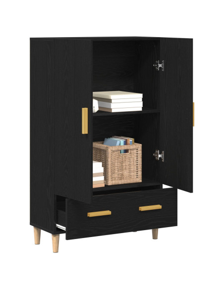 Highboard in Rovere Nero, 70x31x115 cm, Realizzato in Legno Ingegnerizzato