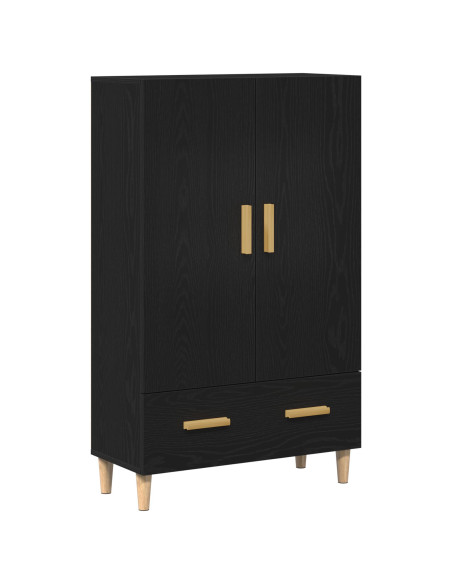 Highboard in Rovere Nero, 70x31x115 cm, Realizzato in Legno Ingegnerizzato