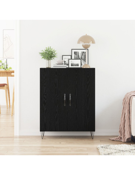 Credenza Nero Rovere 69,5x34x90 cm Legno ingegnerizzato
