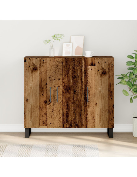 Mobile con 3 Ante in Legno Vecchio 90x34x80 cm in Legno Ingegnerizzato
