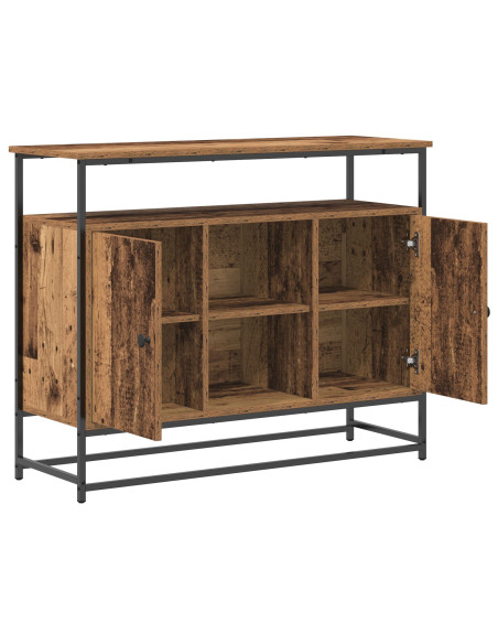 Credenza in Legno Antico 100x35x80 cm in Legno Ingenerizzato e Acciaio