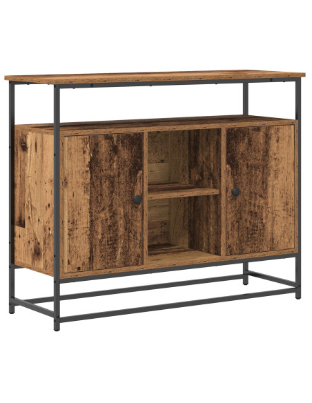 Credenza in Legno Antico 100x35x80 cm in Legno Ingenerizzato e Acciaio